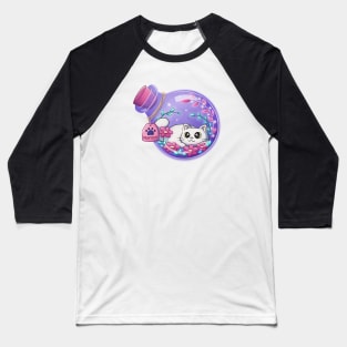 Cute White Cat Magic Potion With Flowers Baseball T-Shirt